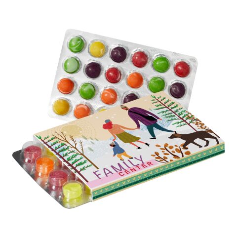 Werbeschuber für Kleinster (Advents-)Kalender der Welt mit Pulmoll Pastillen oder SKITTLES® weiß | Digital- oder Offsetdruck