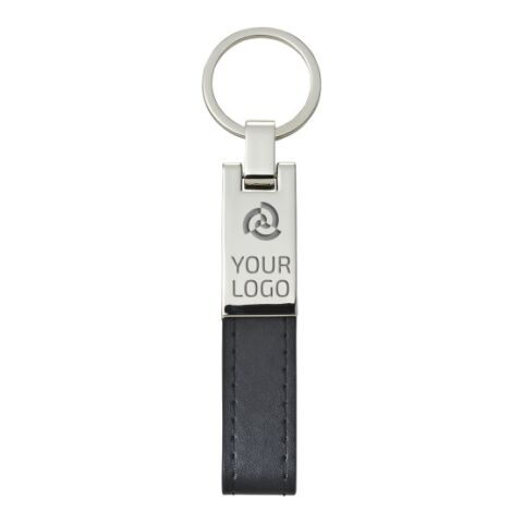 Schlüsselanhänger &#039;Design&#039; mit Stahlplatte und Kunsstofflasche Schwarz | ohne Werbeanbringung | Nicht verfügbar | Nicht verfügbar