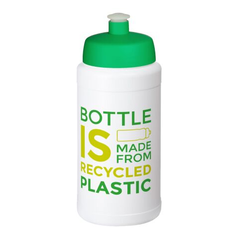 Baseline Recycelte Sportflasche, 500 ml weiß-grün | ohne Werbeanbringung | Nicht verfügbar | Nicht verfügbar
