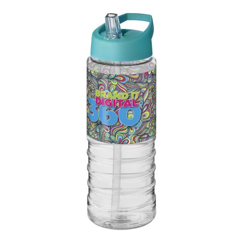 H2O Treble 750 ml Sportflasche mit Ausgussdeckel weiß-türkisblau | ohne Werbeanbringung | Nicht verfügbar | Nicht verfügbar