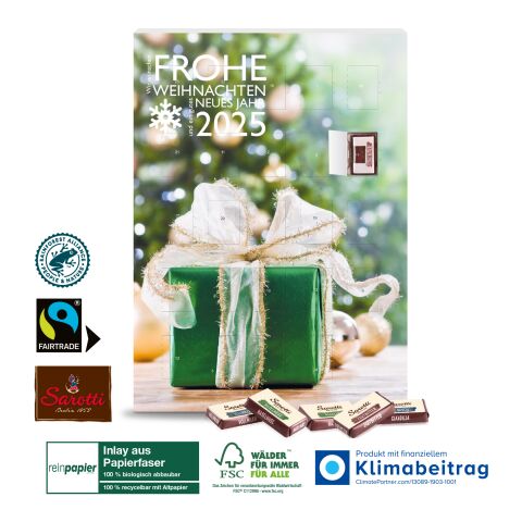 Wand-Adventskalender mit Fairtrade-Kakao Organic, Klimaneutral, FSC® bunt | 4C Digital-/Offsetdruck