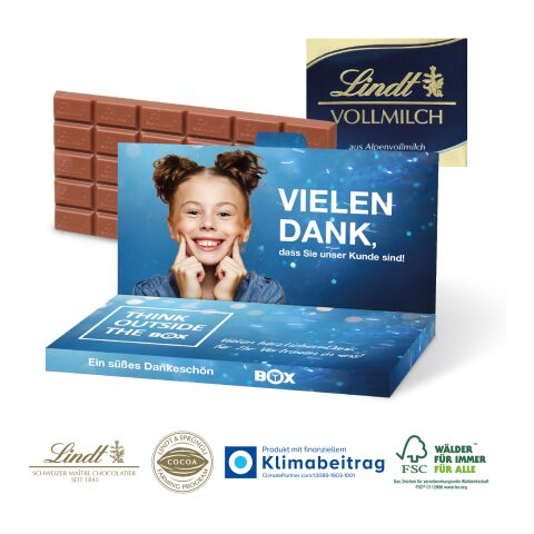 Grußkarte mit Schokoladentafel von Lindt, 100 g, EXPRESS bunt | 4C Digital-/Offsetdruck