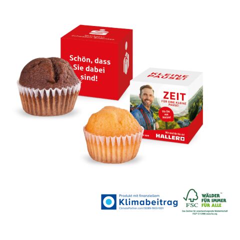 Muffin Mini im Werbewürfel, Klimaneutral, FSC® bunt | 4C Digital-/Offsetdruck