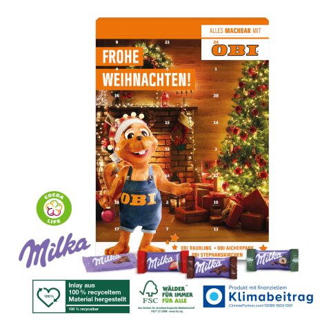 Wand-Adventskalender mit Milka Schokolade Mix, Klimaneutral, FSC® bunt | 4C Digital-/Offsetdruck