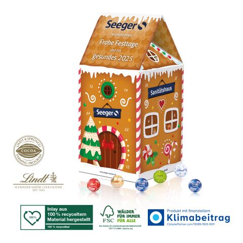 Adventskalender-Haus XL Lindt, Klimaneutral, FSC® bunt | 4C Digital-/Offsetdruck