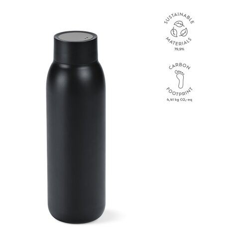 La Plata Trinkflasche recy. Edelstahl 650 ml  Schwarz | 650 ml | ohne Werbeanbringung