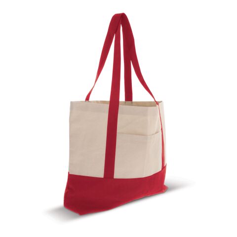 Strandtasche Baumwollsegeltuch OEKO-TEX® 280g/m² 42x10x30cm Rot / Weiss | ohne Werbeanbringung | Nicht verfügbar | Nicht verfügbar | Nicht verfügbar