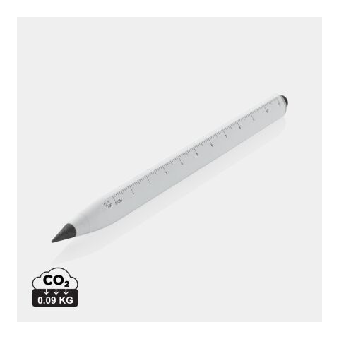 Eon Infinity Multitasking Stift aus RCS recycelt. Aluminium weiß | ohne Werbeanbringung | Nicht verfügbar | Nicht verfügbar