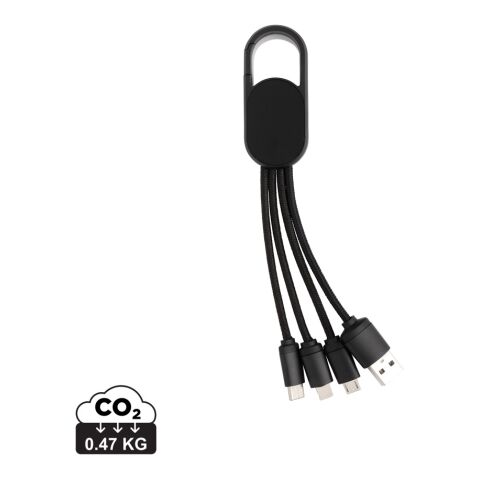 4-in-1 Kabel mit Karabiner-Clip schwarz | ohne Werbeanbringung | Nicht verfügbar | Nicht verfügbar