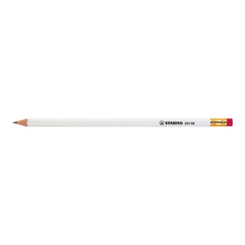 STABILO Grafitstift 6-kant weiß mit Radiergummi weiß | ohne Werbeanbringung