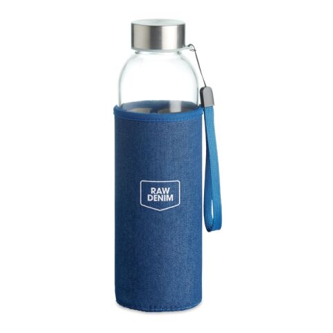 Trinkflasche Glas 500 ml im Denim-Look blau | ohne Werbeanbringung | Nicht verfügbar | Nicht verfügbar | Nicht verfügbar