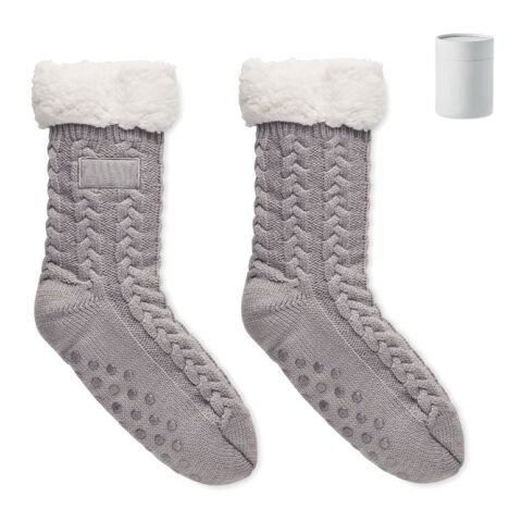 Anti-Rutsch-Socken Gr. L grau | 1-farbiger Rundum-Siebdruck | Mitte | 230 mm x 140 mm | Nicht verfügbar