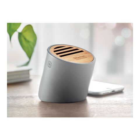 5.0 Bluetooth Lautsprecher Bambus Oberfläche grau | ohne Werbeanbringung | Nicht verfügbar | Nicht verfügbar