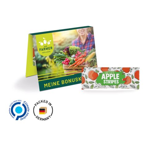 Werbekarte Midi aus weißem Karton mit Abreißperforation mit Füllvarianten weiß | 4c-Digitaldruck | Fruit Stripes, apple